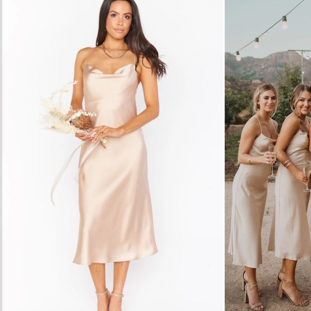 Show Me Your Mumu Verona Cowl Dress - Champagne Luxe Satin